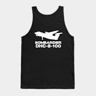 Bombardier Dash 8-100 Silhouette Print (White) Tank Top